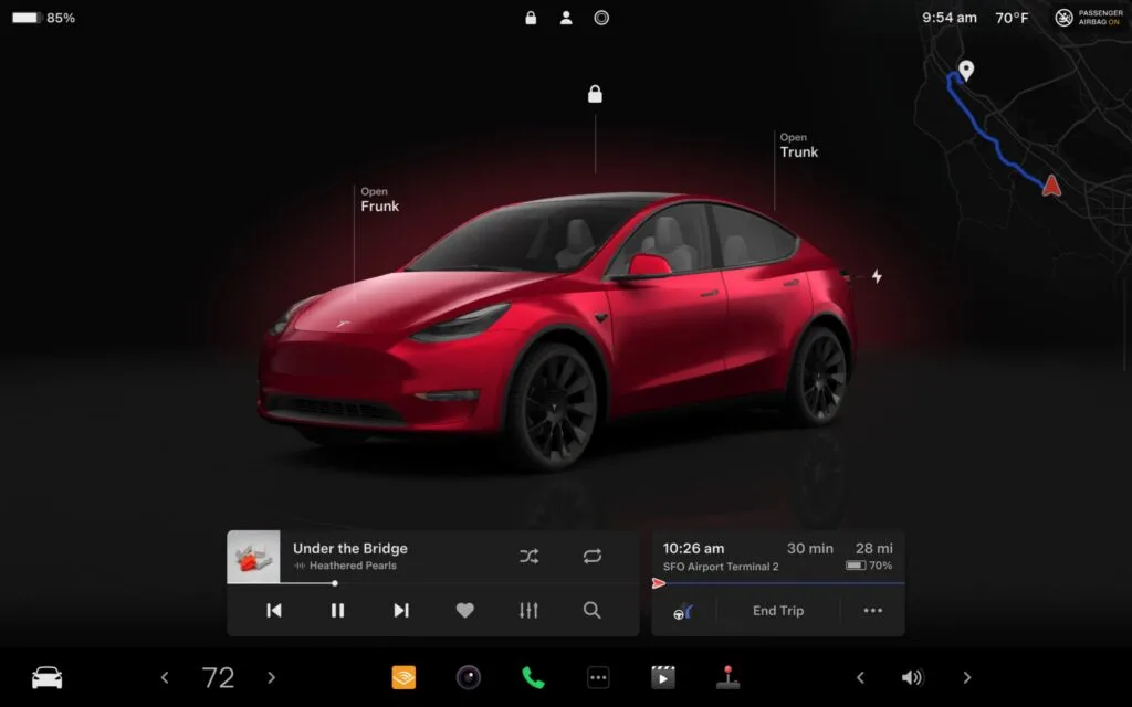 Exemple de mise à jour écran Tesla